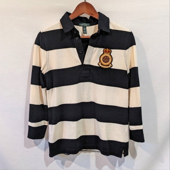 Lauren Ralph Lauren Tops - Lauren Ralph Lauren 100% Cotton Striped Rugby 3/4 Shirt Size Small